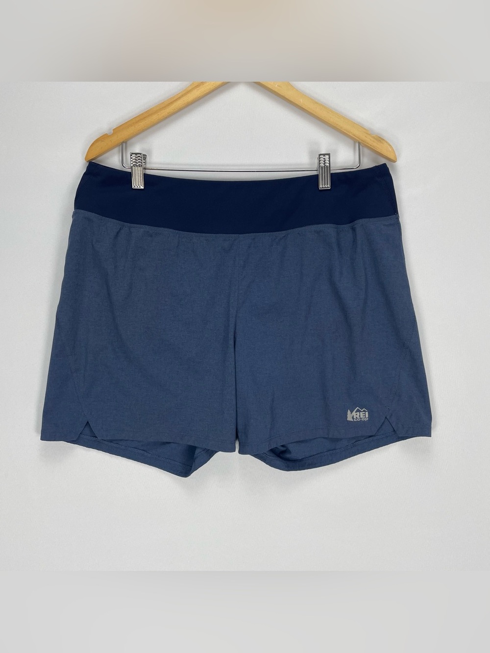 REI Co-op Womens High Rise Running Shorts Size L Blue Lightweight Active Stretch